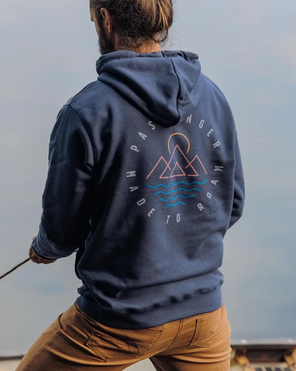 Passenger Hoodies & Sweatshirts|Best Sellers>Escapism Recycled Cotton Hoodie Dark Denim