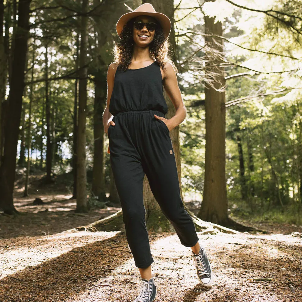 Passenger Jumpsuits & Playsuits|Dungarees & Pants>Eva Recycled Cotton Jumpsuit Black