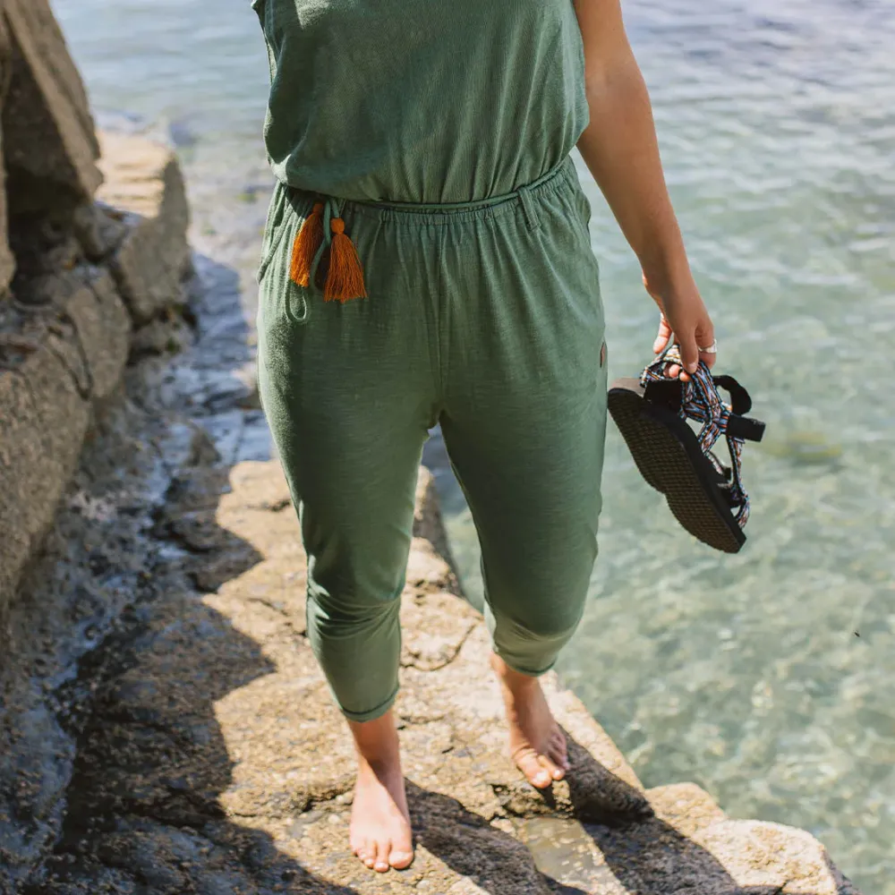 Passenger Jumpsuits & Playsuits|Dungarees & Pants>Eva Recycled Cotton Jumpsuit Dark Ivy