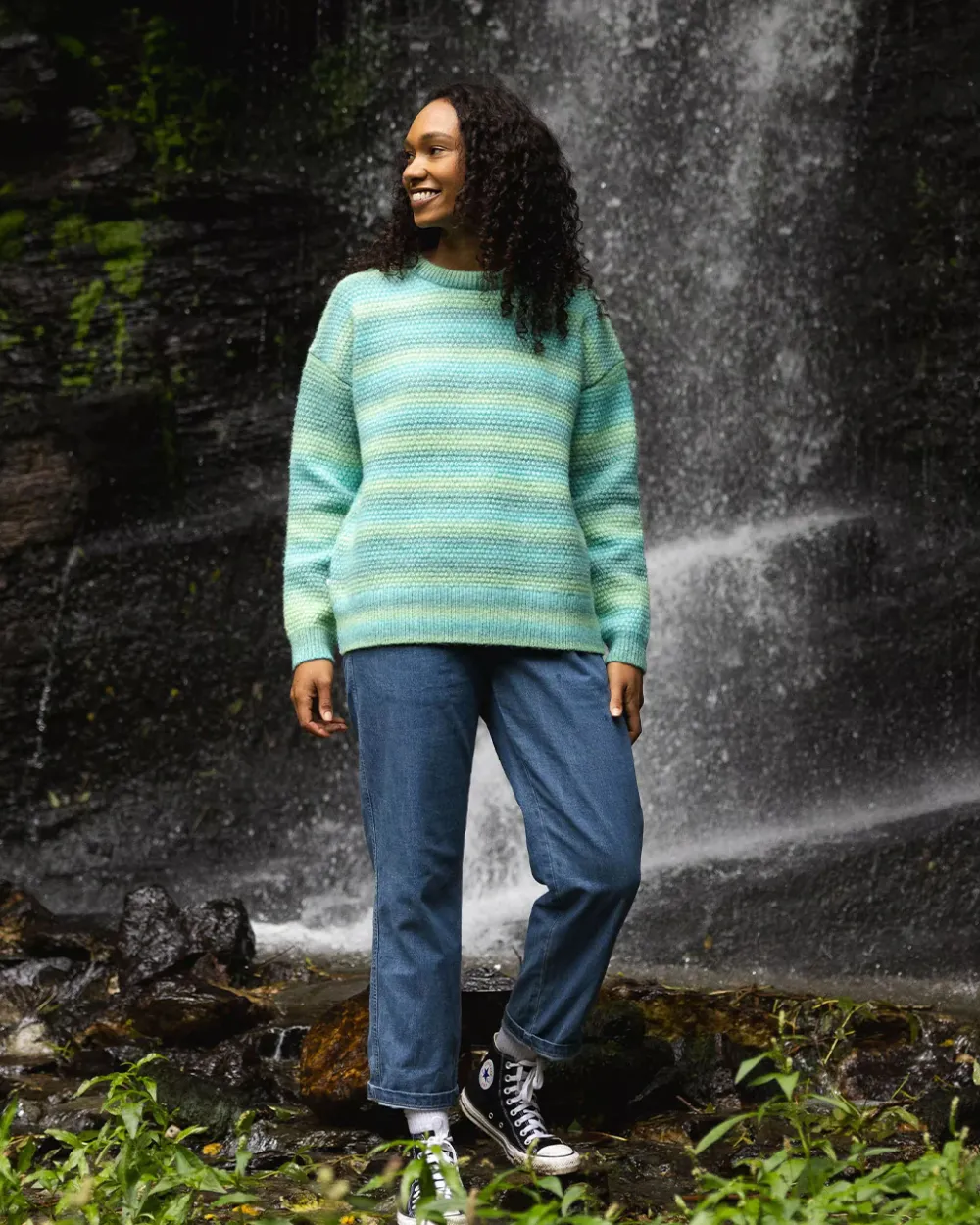Passenger Knitwear|Women's Outlet>Fika Recycled Knitted Jumper Sea Blue Dip