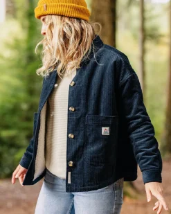 Passenger Shirts|Overshirts>Flint Recycled Cord Overshirt Deep Navy