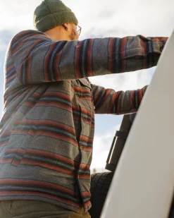 Passenger Shirts|Men's Outlet>Freestyle Sherpa-Lined Overshirt Grey Marl Stripe