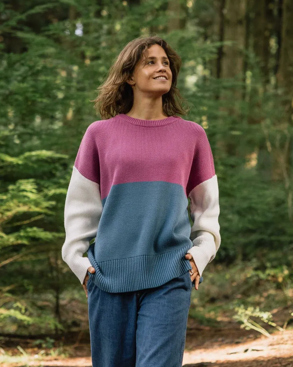 Passenger Knitwear|Women's Outlet>Gondwana Organic Oversized Knitted Jumper Washed Blue
