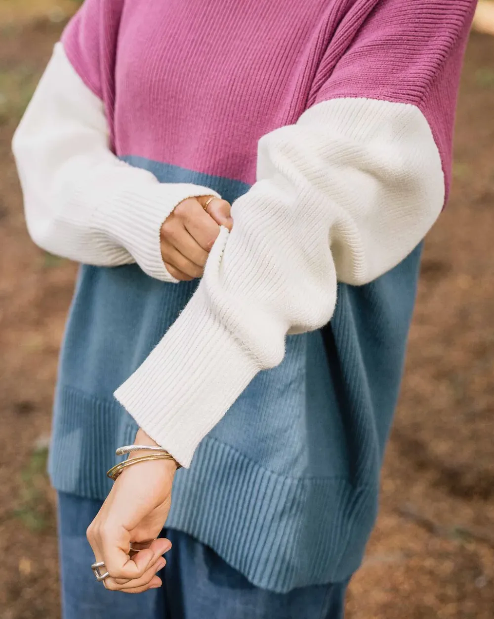 Passenger Knitwear|Women's Outlet>Gondwana Organic Oversized Knitted Jumper Washed Blue