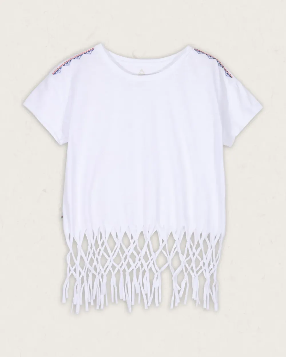 Passenger Tops & T-Shirts|Women's Outlet>Henna Recycled Cotton Tassel T-Shirt White