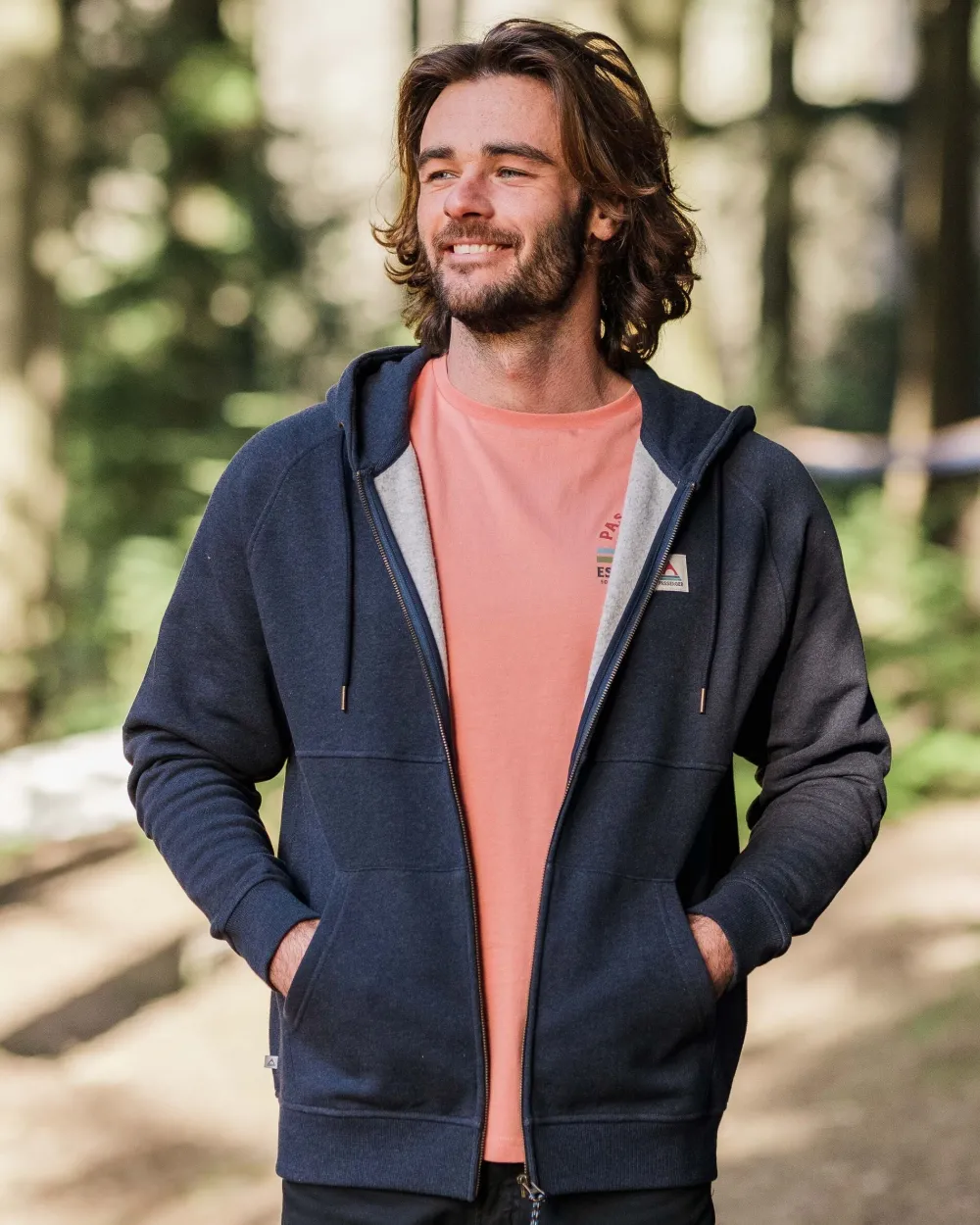 Passenger Hoodies & Sweatshirts|Men's Outlet>Heritage Full Zip Organic Cotton Hoodie Deep Navy Marl