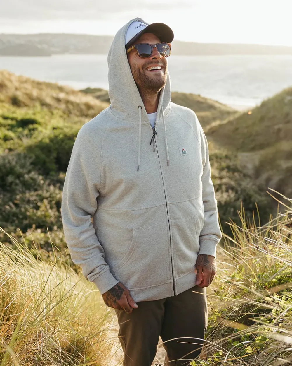 Passenger Hoodies & Sweatshirts|Men's Outlet>Heritage Full Zip Recycled Cotton Hoodie Grey Marl