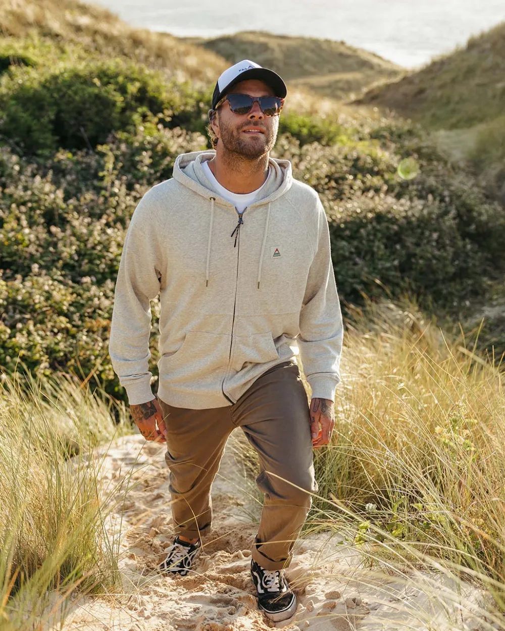 Passenger Hoodies & Sweatshirts|Men's Outlet>Heritage Full Zip Recycled Cotton Hoodie Grey Marl