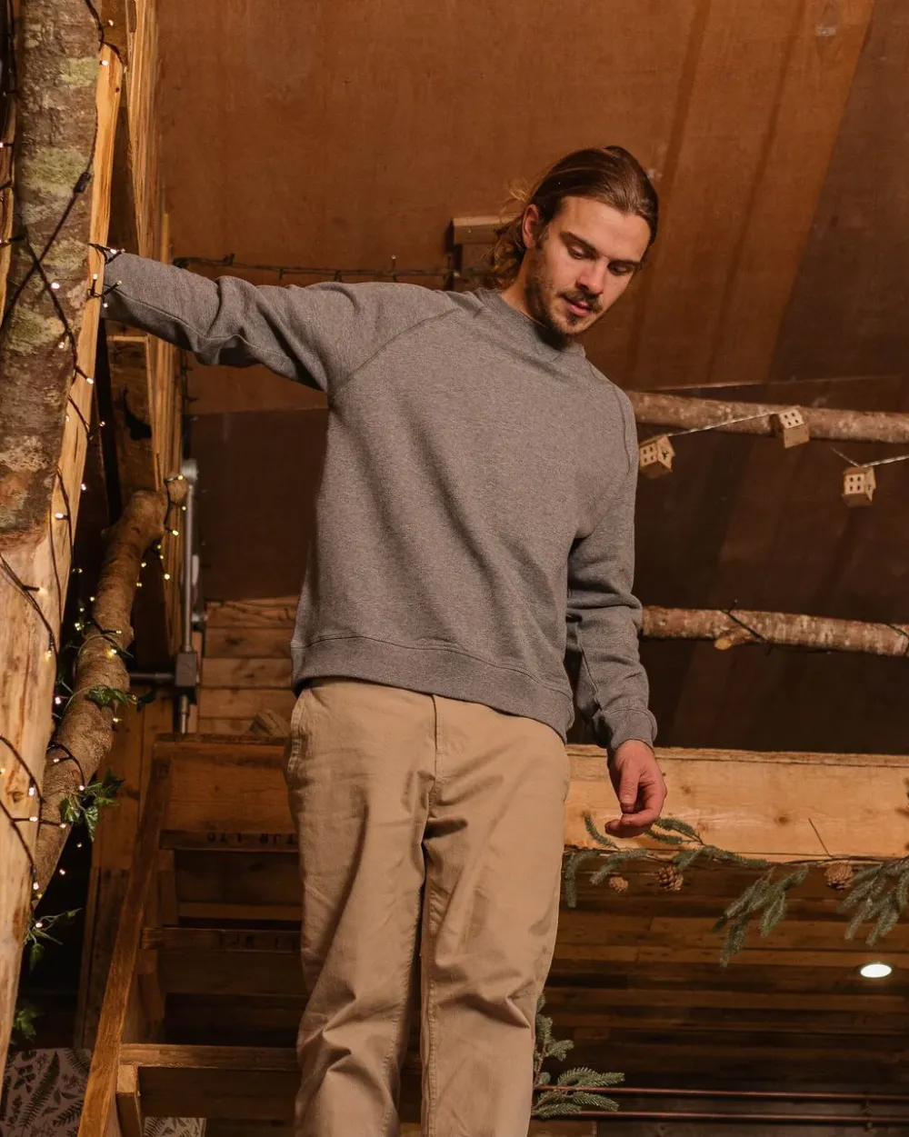 Passenger Hoodies & Sweatshirts|Men's Outlet>Heritage Recycled Cotton Sweatshirt Mid Grey Marl