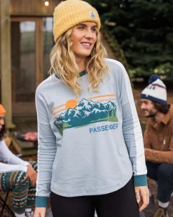 Passenger Tops & T-Shirts|Women's Outlet>Hilltop Organic Cotton LS T-Shirt Blue Fog