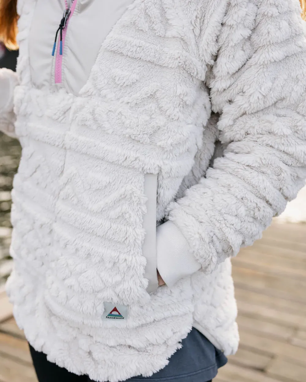 Passenger Women's Outlet|Women's>Holistic Sherpa Hooded Fleece Vintage White