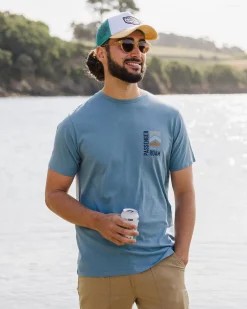 Floris van Bommel Men's Outlet|Men's>Jibe Recycled Cotton T-Shirt Provincial Blue