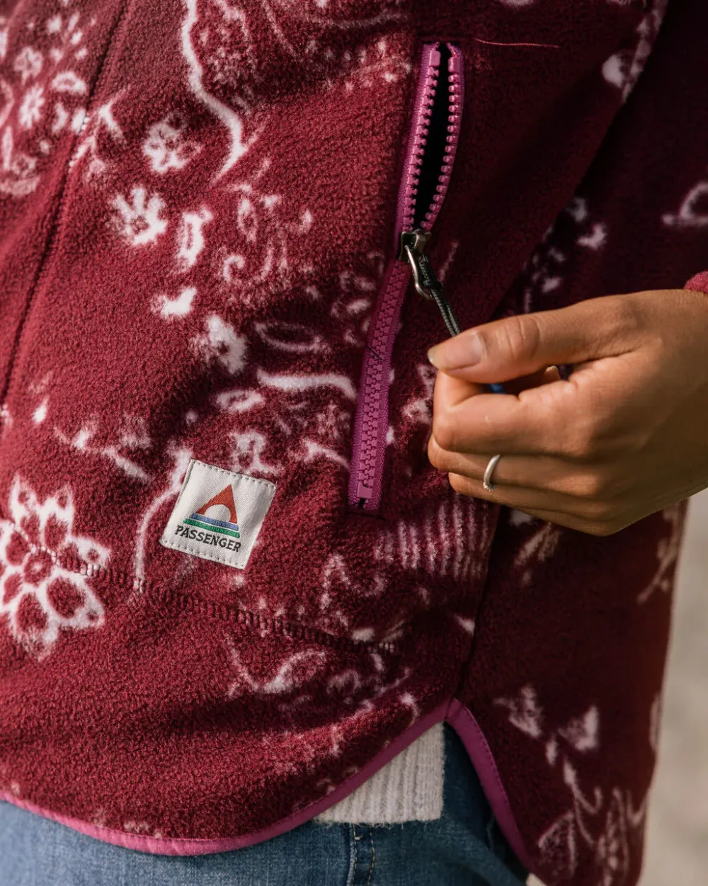 Passenger Fleece|Fleece>Juana Recycled Polar Hooded Fleece Wine