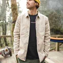 Passenger Shirts|Overshirts>Kodiak Sherpa Lined Cord Overshirt Feather Grey