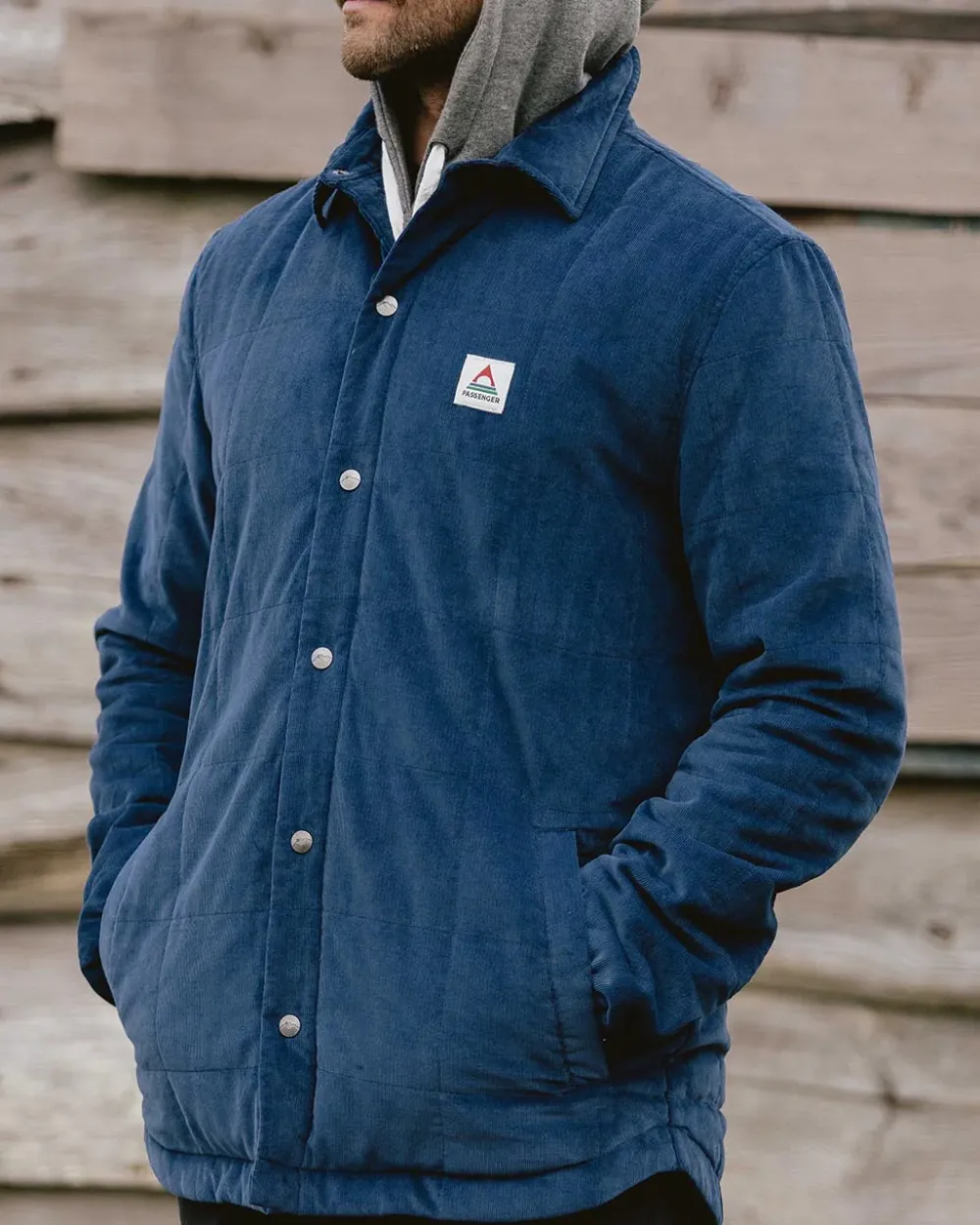 Passenger Shirts|Overshirts>Lachelt Lined Cord Overshirt Dark Denim