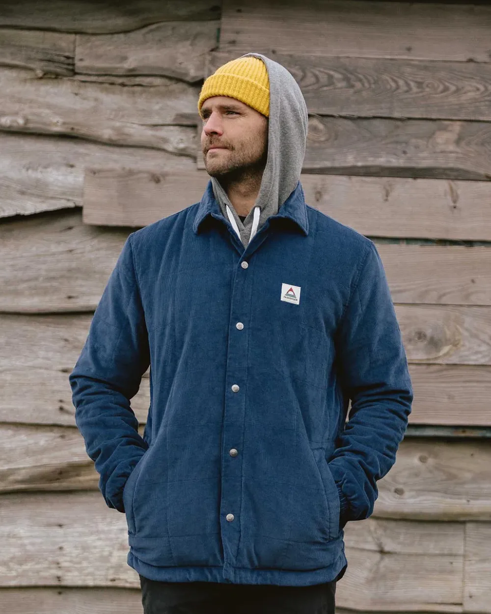Passenger Shirts|Overshirts>Lachelt Lined Cord Overshirt Dark Denim