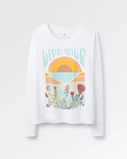 Passenger Tops & T-Shirts|Women's Outlet>Live Wild Recycled Cotton LS T-Shirt White