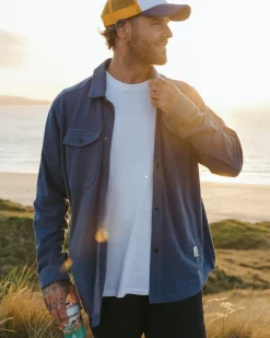 Passenger Shirts|Fleece>Maple Grid Polar Fleece Shirt Dark Denim