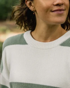 Passenger Knitwear|Women's Outlet>Moments Organic Oversized Knitted Jumper Pistachio Stripe