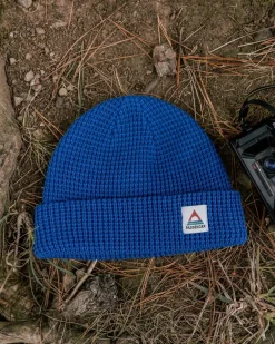Passenger Accessories|Beanies>Moss Double Layer Recycled Waffle Beanie True Blue