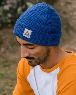 Passenger Accessories|Beanies>Moss Double Layer Recycled Waffle Beanie True Blue
