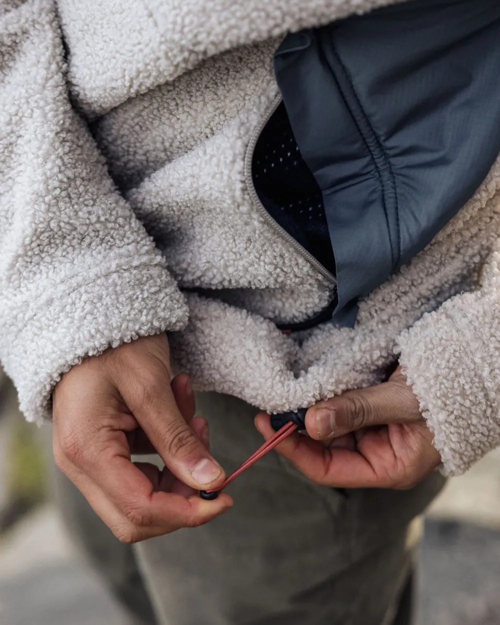 Floris van Bommel Fleece|Fleece>Muse Recycled Polar-Lined Sherpa Fleece Pebble Grey