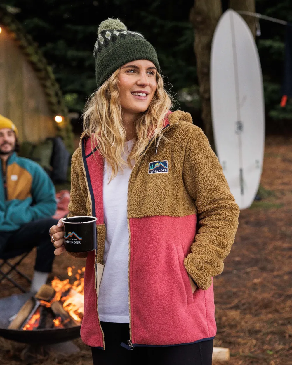Passenger Fleece|Fleece>Nestling Recycled Sherpa Hooded Fleece Biscuit