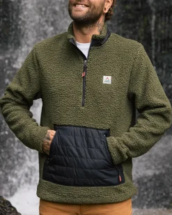 Passenger Fleece|Fleece>Oceanside Recycled Polar-Lined Sherpa Fleece Khaki