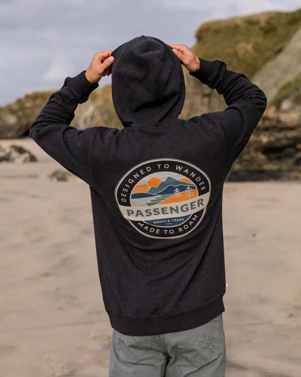 Passenger Hoodies & Sweatshirts|Men's Outlet>Odyssey Organic Cotton Hoodie Ebony Marl