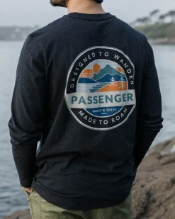 Passenger T-Shirts & Tank Tops|Men's Outlet>Odyssey Recycled Cotton LS T-Shirt Ebony Marl