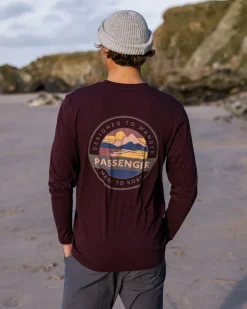 Passenger T-Shirts & Tank Tops|Men's Outlet>Odyssey Recycled Cotton LS T-Shirt Wine Marl