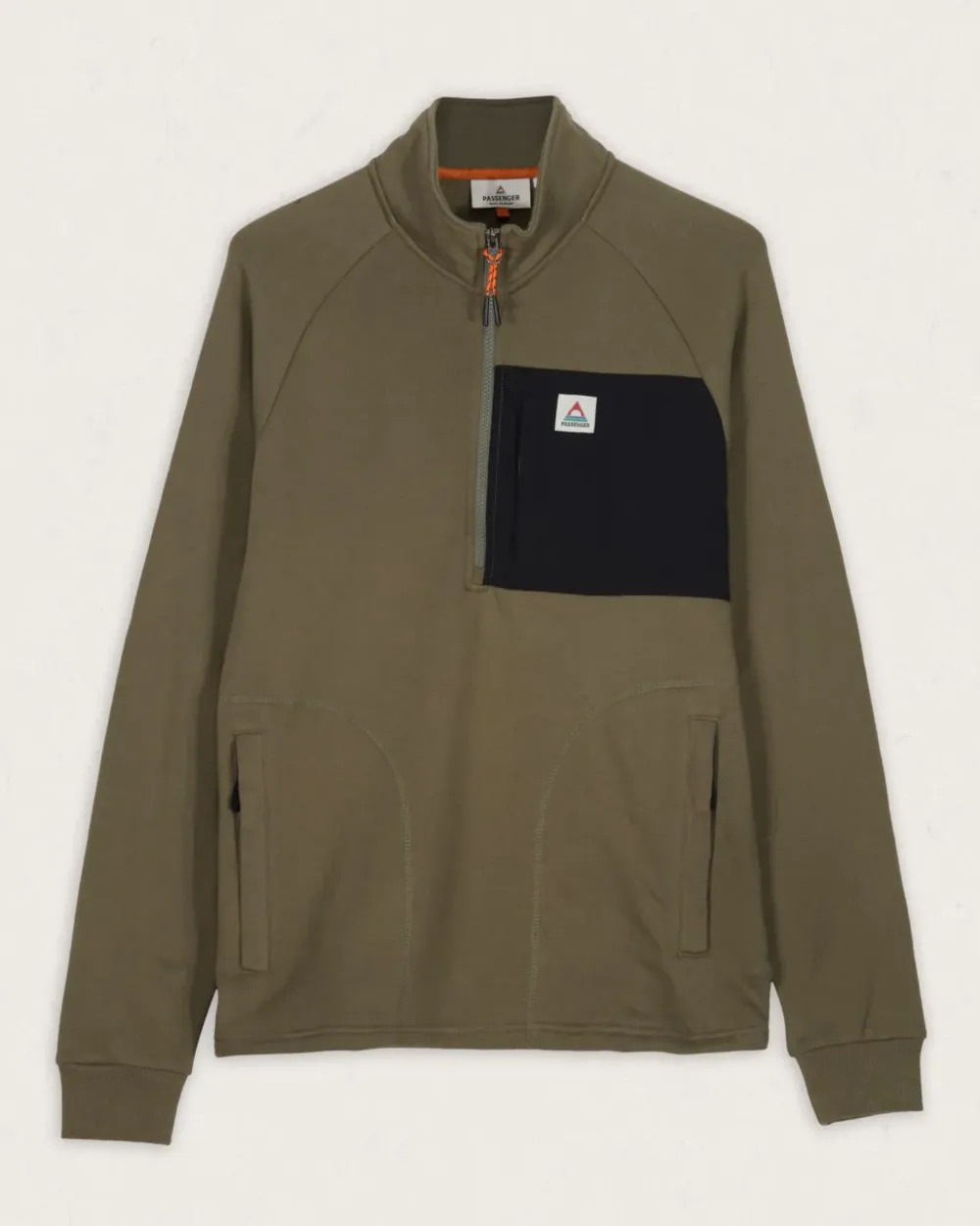 Passenger Hoodies & Sweatshirts|Men's Outlet>Offgrid 1/4 Zip Recycled Cotton Sweatshirt Dusty Olive