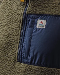 Passenger Men's Outlet|Men's>Offgrid 1/4 Zip Recycled Sherpa Fleece Khaki