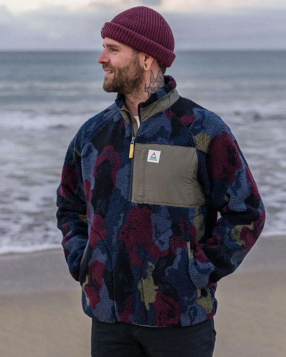 Passenger Fleece|Fleece>Offroad Recycled Sherpa 1/2 Zip Fleece Sycamore Pattern