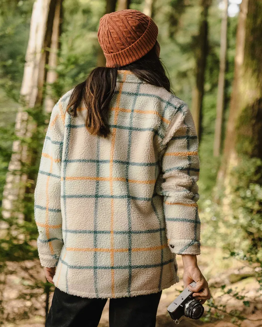 Passenger Shirts|Fleece>Olympus Yarn Dye Recycled Sherpa Fleece Shirt Surf Spray Check