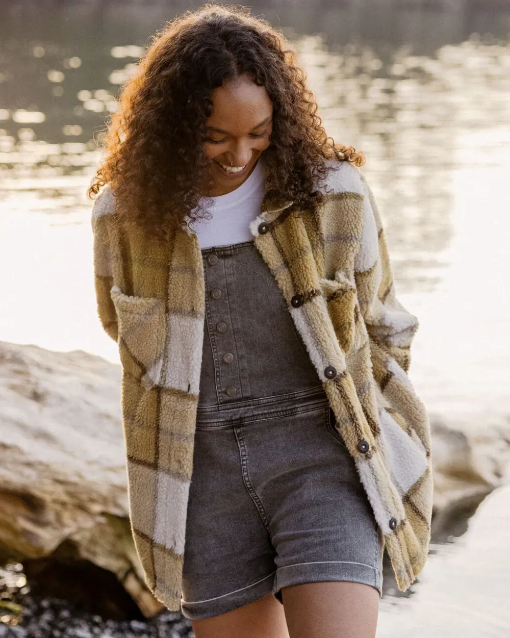 Passenger Shirts|Fleece>Olympus Yarn Dye Recycled Sherpa Fleece Shirt Honey Check