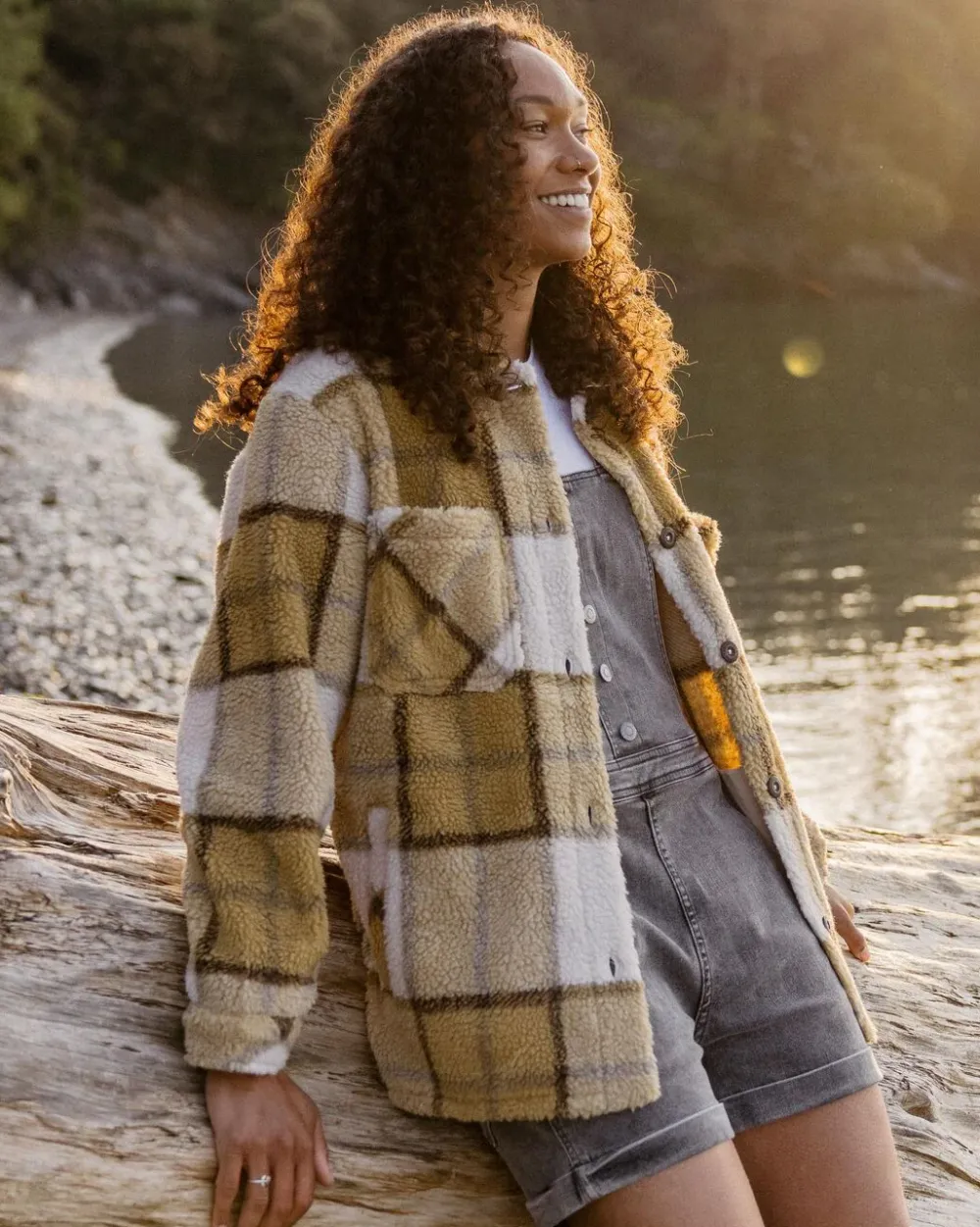 Passenger Shirts|Fleece>Olympus Yarn Dye Recycled Sherpa Fleece Shirt Honey Check