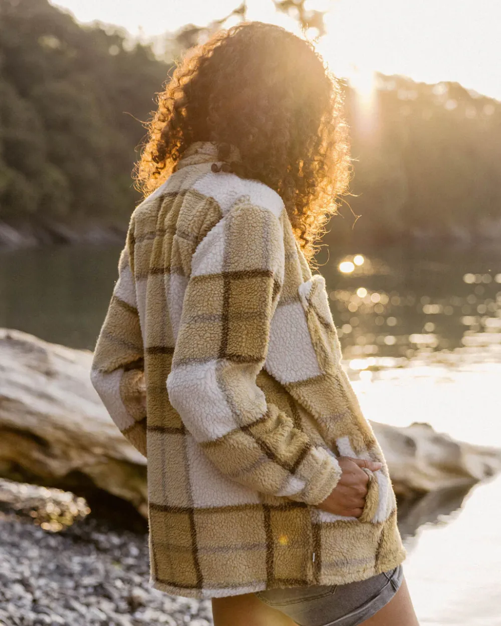 Passenger Shirts|Fleece>Olympus Yarn Dye Recycled Sherpa Fleece Shirt Honey Check