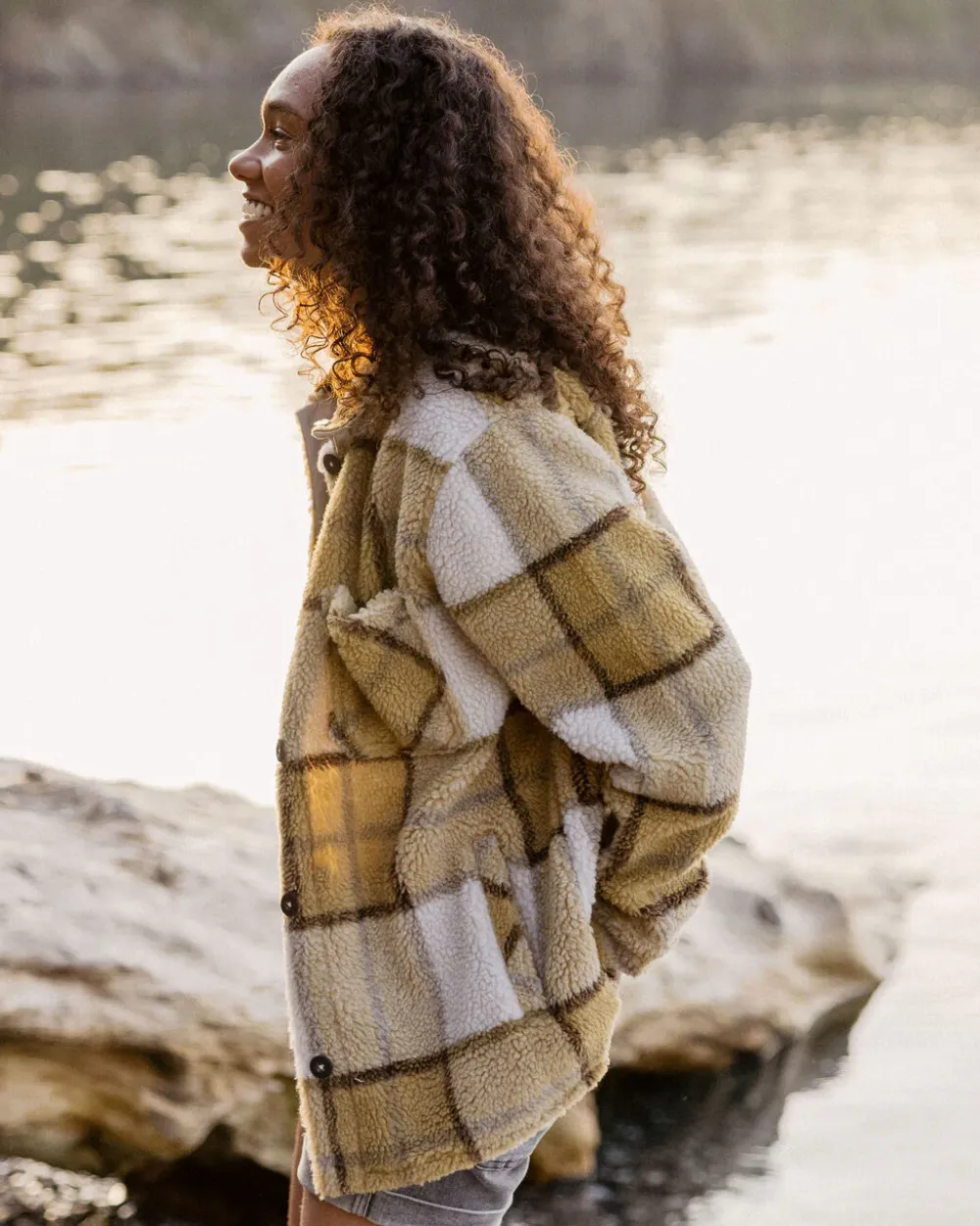 Passenger Shirts|Fleece>Olympus Yarn Dye Recycled Sherpa Fleece Shirt Honey Check