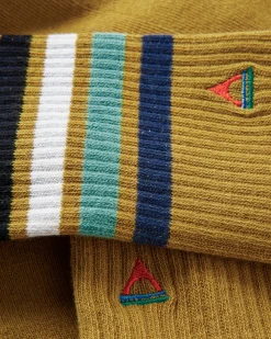 Floris van Bommel Socks|Socks>Organic Midweight Crew Socks Mustard Yellow