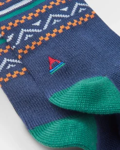 Passenger Best Sellers>Organic Midweight Patterned Socks Deep Navy