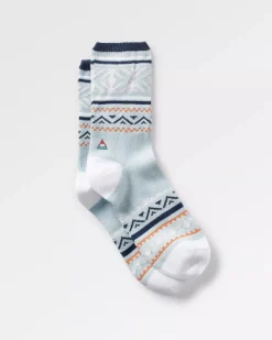 Passenger Socks|Socks>Organic Midweight Patterned Socks Blue Fog
