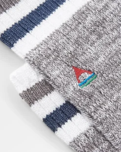 Passenger Socks|Socks>Organic Mid-weight Rib Socks Grey Marl