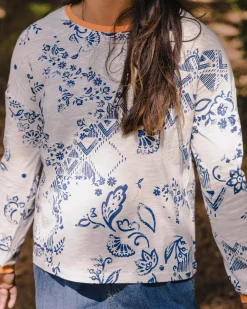 Passenger Tops & T-Shirts|Women's Outlet>Patchwork Recycled Cotton LS T-Shirt Off White