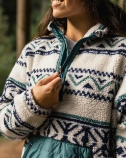 Passenger Fleece|Fleece>Perouse Recycled Deep-Pile Sherpa Fleece Homespun Stripe Off White