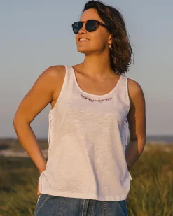 Passenger Tank Tops|Women's Outlet>Poppy Recycled Cotton Tassel Tank Top White