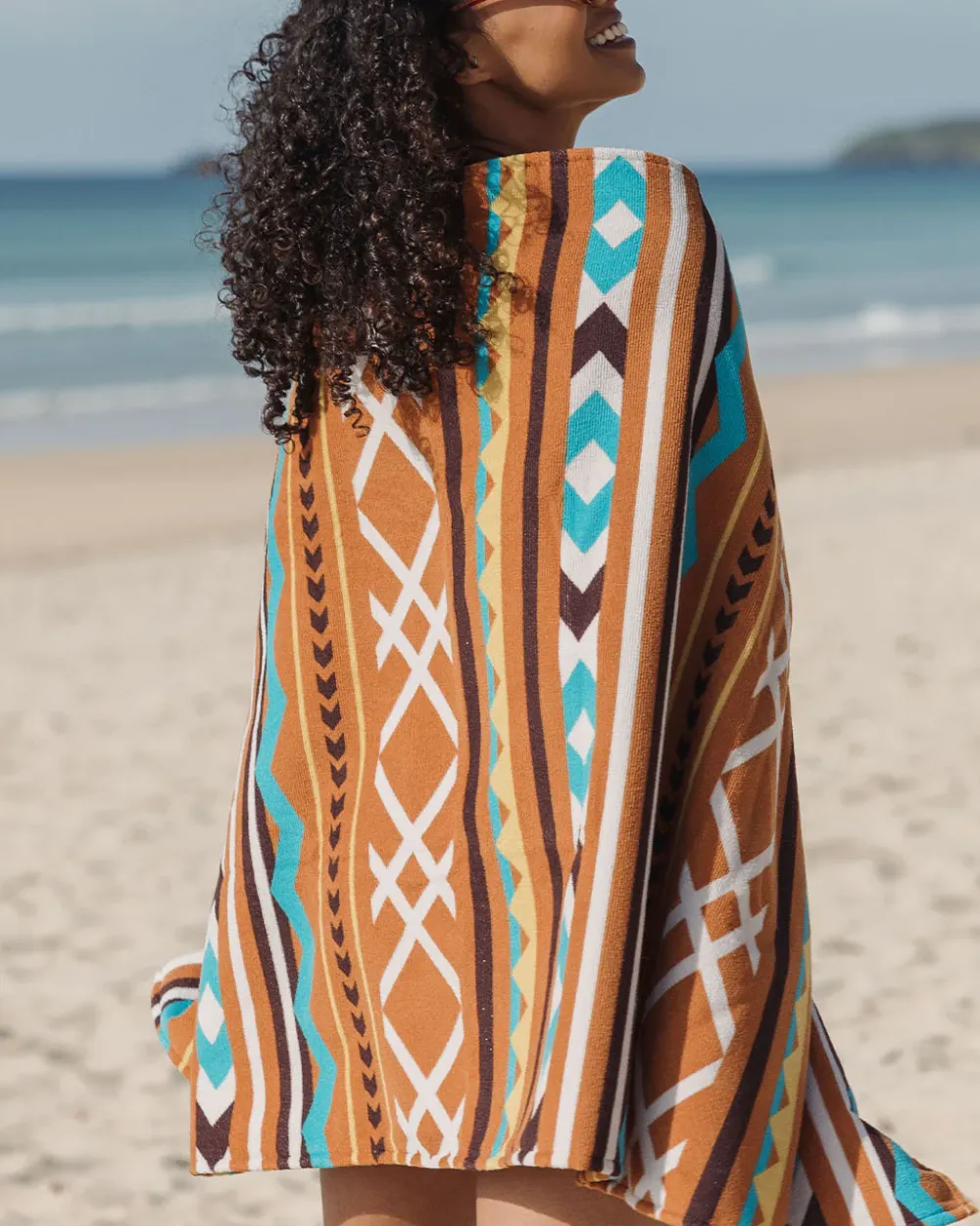 Passenger Accessories|Changing Robes & Ponchos>Portland Beach Recycled Towel Ginger Paddle Geo