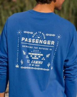 Passenger T-Shirts & Tank Tops|Men's Outlet>Roam Free Recycled Cotton LS T-Shirt True Blue
