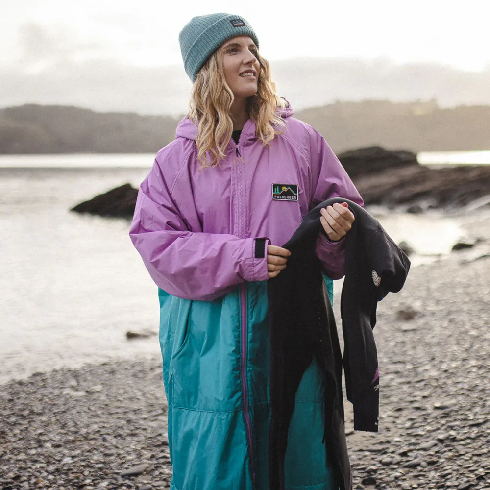 Floris van Bommel Changing Robes & Ponchos|Changing Robes & Surf Ponchos>Roaming Recycled Sherpa Lined Changing Robe Viridian Green/Orchid