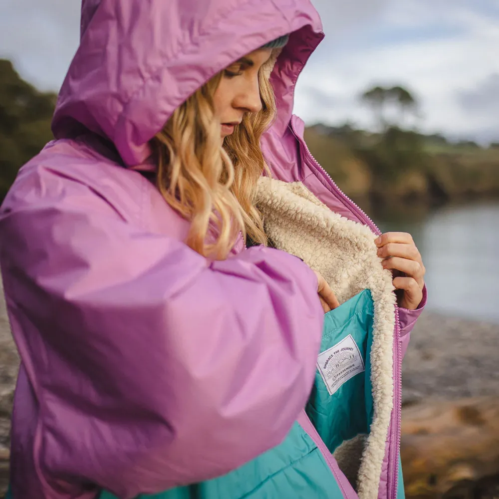 Floris van Bommel Changing Robes & Ponchos|Changing Robes & Surf Ponchos>Roaming Recycled Sherpa Lined Changing Robe Viridian Green/Orchid